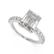 Lavinia Emerald Cut Side Stone 4 Prong Engagement Ring Setting - Nivetta